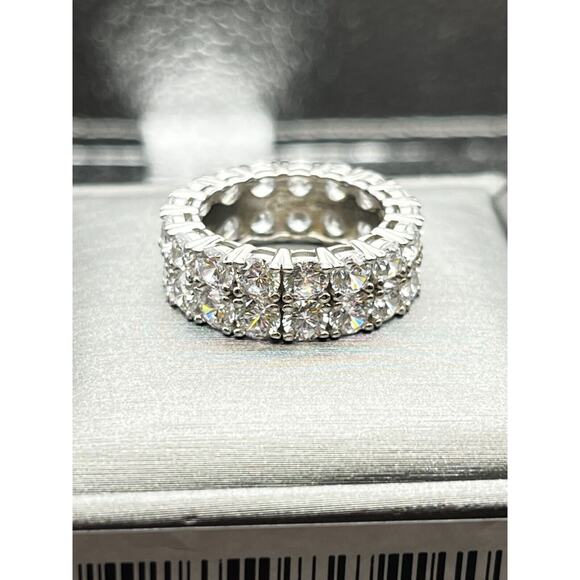 3 Ct Round Cut Simulated Diamond/CZ Eternity Band Ring 925 White Sterling Silver - Picture 1 of 7